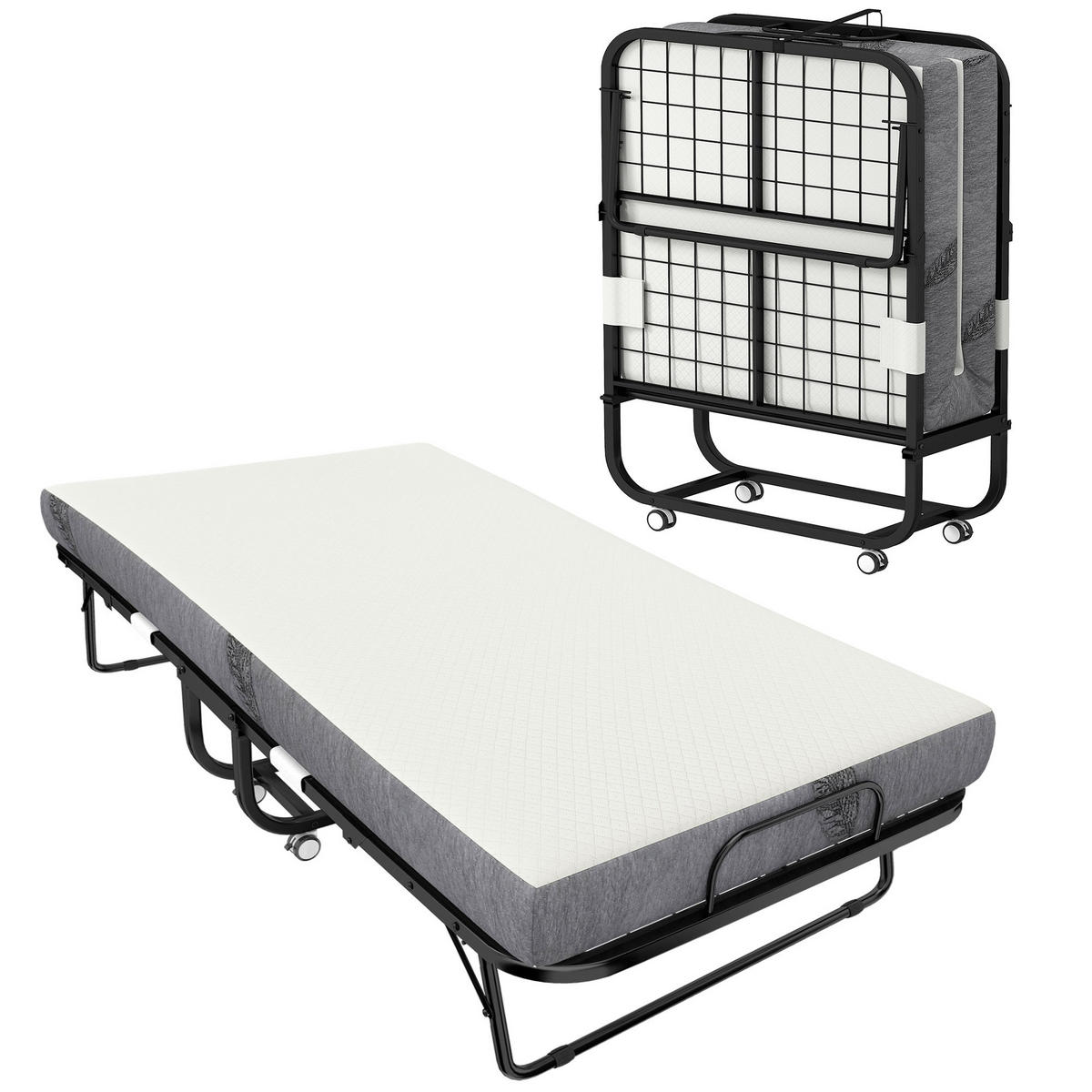 KLAPPBETT 200/80 cm DE-18530 mit Matratze Weiß - Weiß, Metall (80/200cm) - ComfortXL