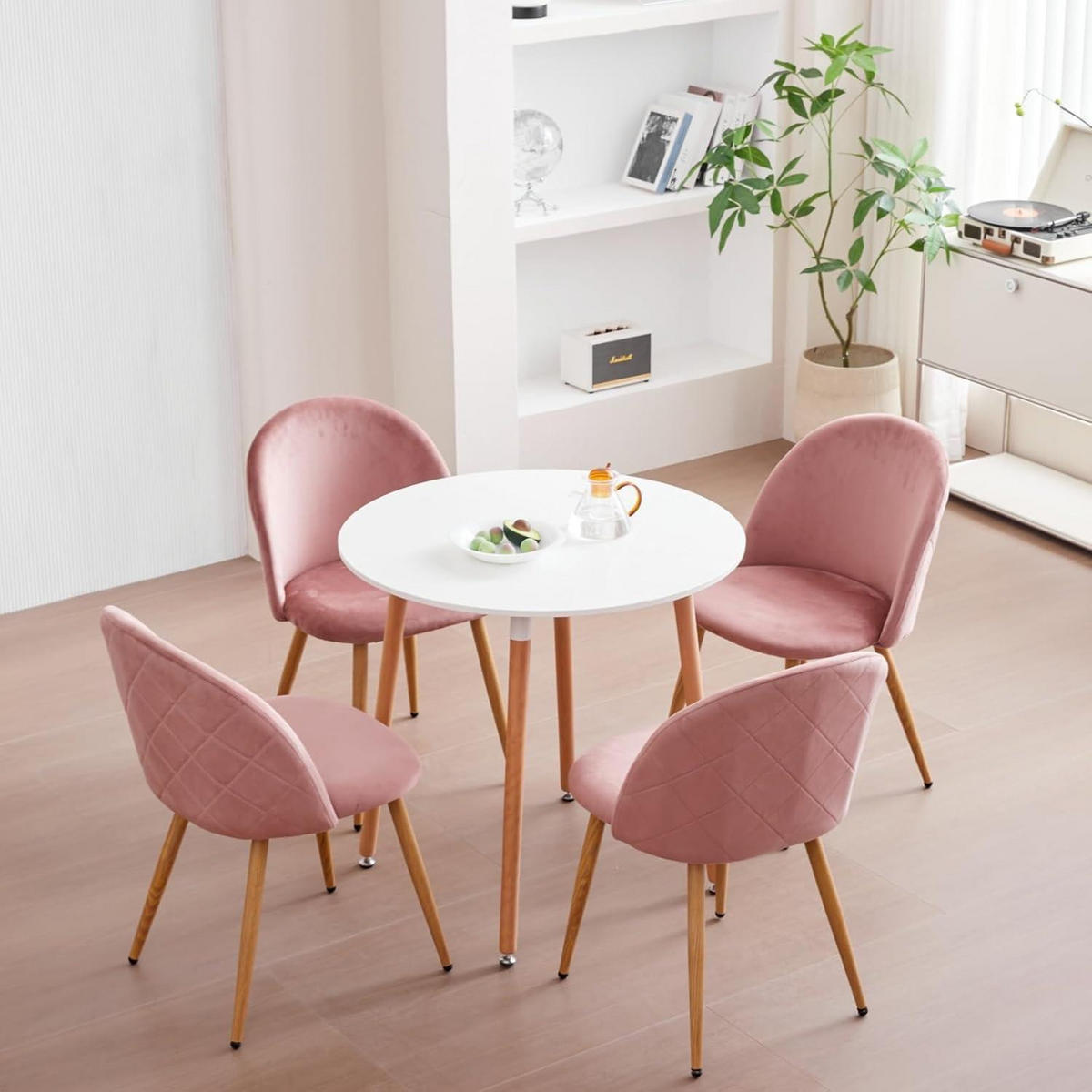 ESSZIMMERSTUHL 2er-Set Samt Rosa mit Metallbeinen - Rosa, Textil (43/80/47.5cm)