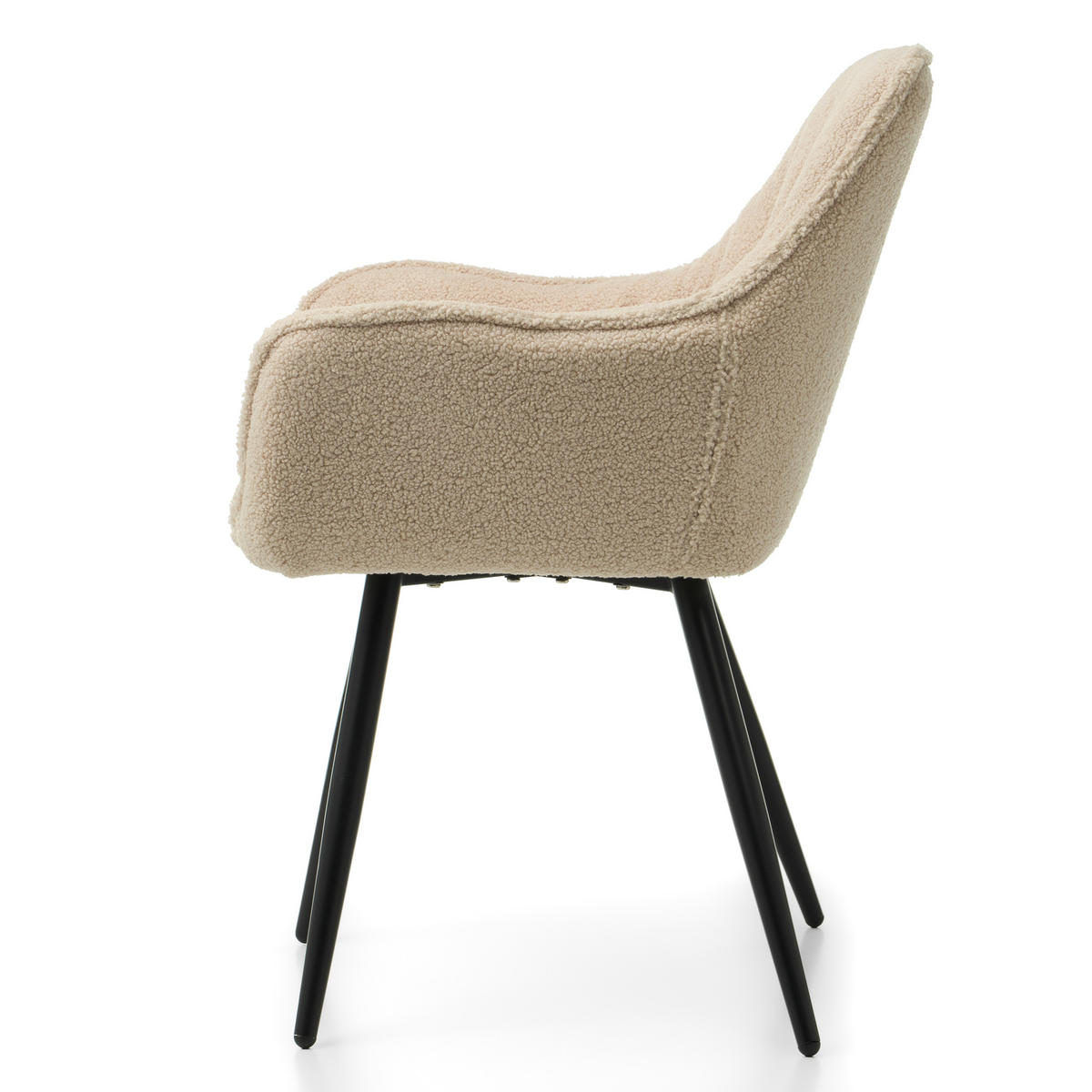 STUHL SIENA gepolstert mit Steppung - boucle beige - Beige/Schwarz, Textil/Metall (58/87/61cm) - NEW HOME