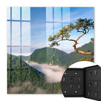 SCHLÜSSELBOX Schwarz 30x30 cm- Türöffnung nach rechts - Berglandschaft - Grün, Metall (30/30/5cm) - TULUP
