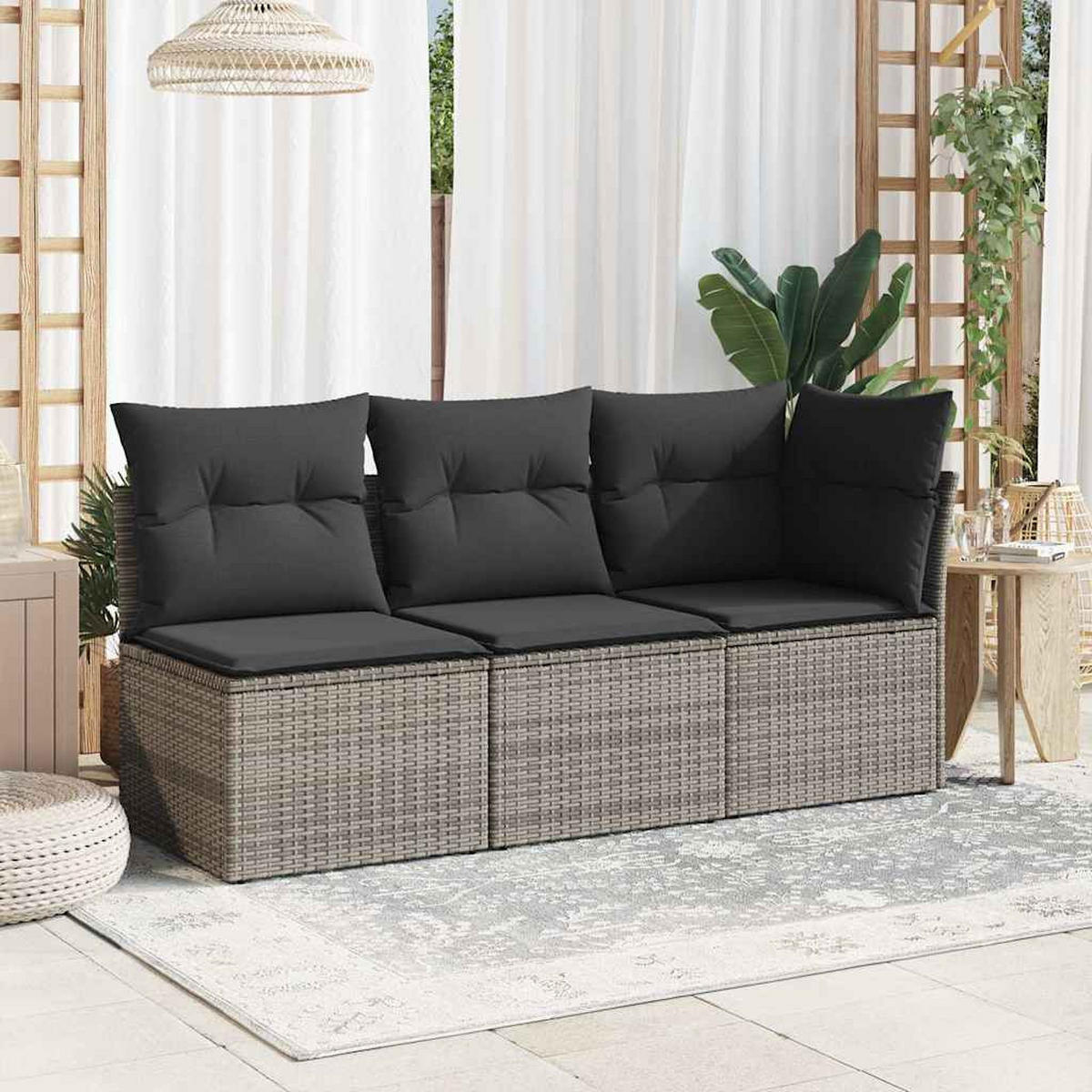 GARTENSESSEL Ohne Armlehnen Mit Kissen Grau Poly Rattan - Grau, Kunststoff (62/69/55cm) - vidaXL
