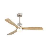 DECKENLEUCHTE mit Ventilator 52 Zoll 3-Blatt, DC 6 Geschwindigkeiten hohe Windgeschwindigkeit mit Fernbedienung, Nickel - Nickelfarben, Kunststoff (132/132/40cm) - Kaket