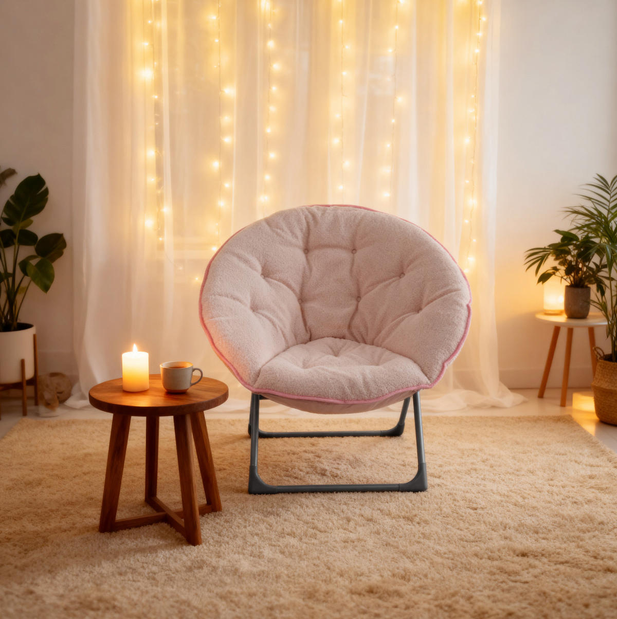 SESSEL 80/80/37 cm aus Fabric+Metal Rose mit Klappfunktion - Rosa, Textil (53/85/58cm) - OKMYHOME