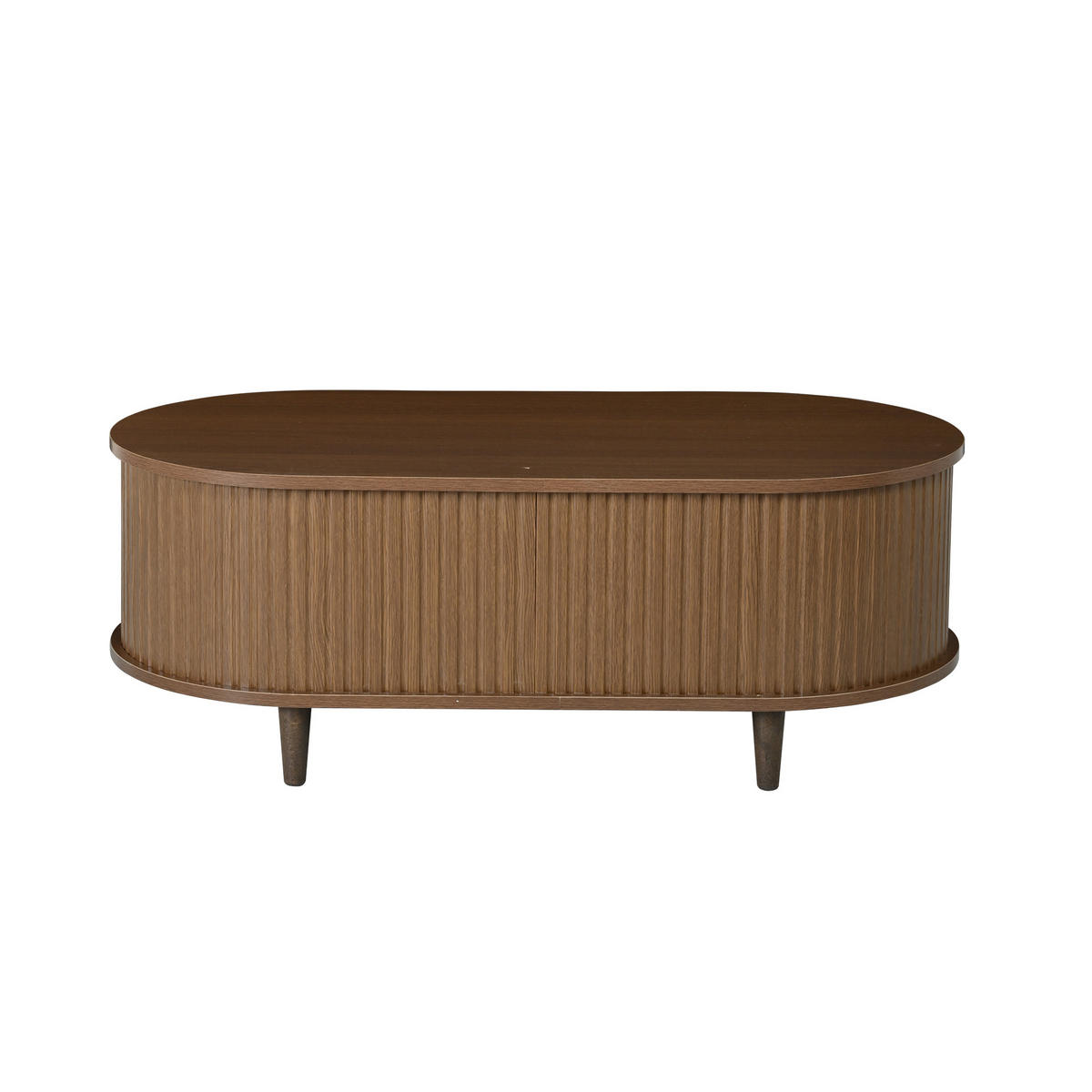 COUCHTISCH Walnuss 1 Schublade Rolltür 4 Beine 100x50x36cm Stauraum - Walnussfarben, Holzwerkstoff (100/50/36cm) - FLIEKS