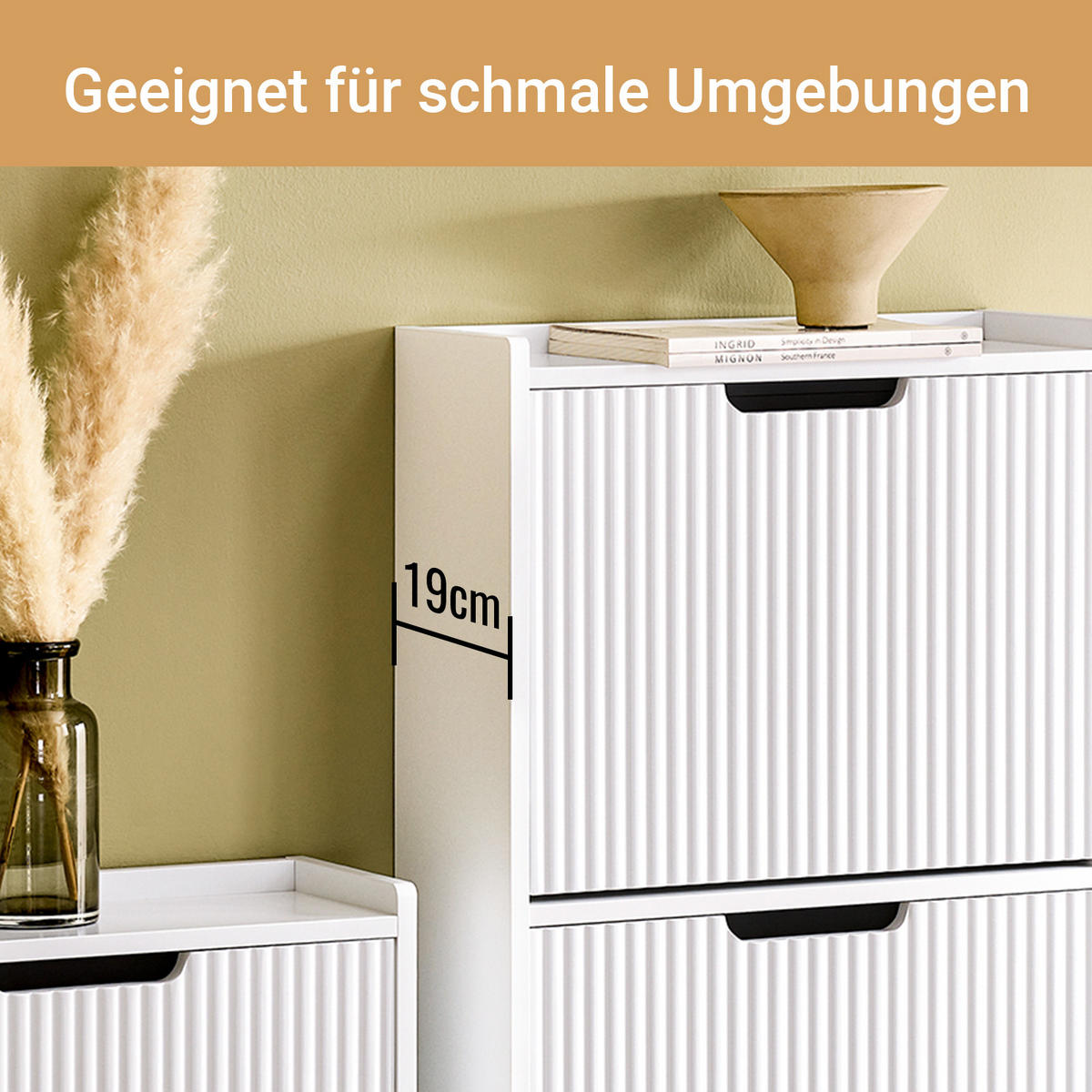 SCHUHSCHRANK Weiß - Weiß, Holzwerkstoff/Metall (50/130/19cm) - SoBuy