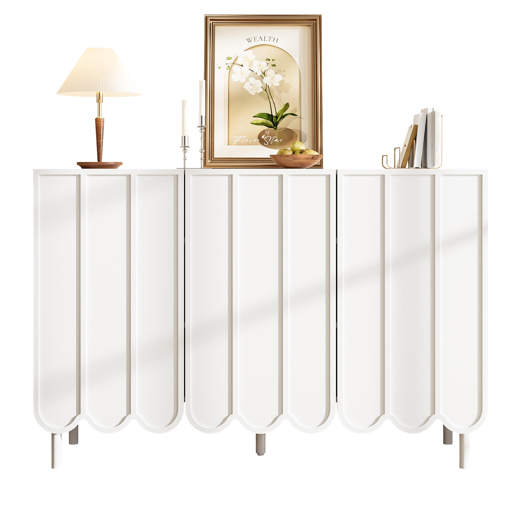 SIDEBOARD 120/35/80 cm in Weiß mit 2 Türen & verstellbaren Böden - Weiß, Holzwerkstoff (120/80/35cm) - BEAOK