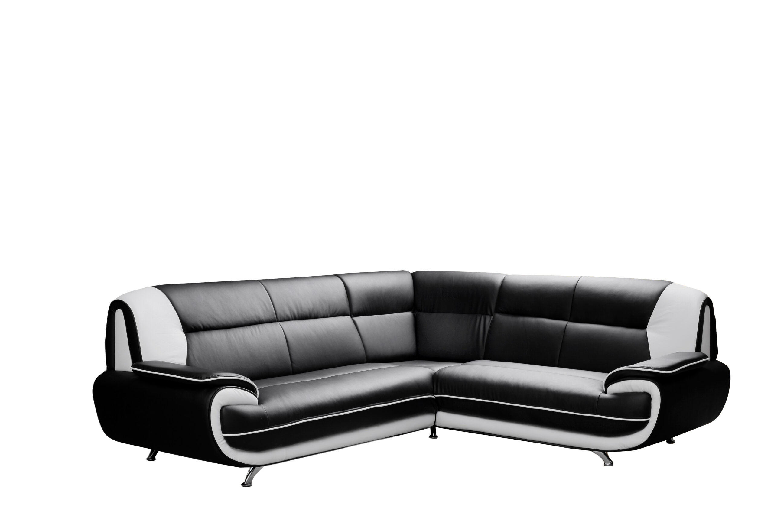 ECKSOFA L-Form, Stoff Soft, Schwarz + Weiß, Rechts, Palermo - Schwarz, Holz (240/210cm) - Kaiser Möbel