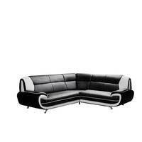 ECKSOFA L-Form, Stoff Soft, Schwarz + Weiß, Rechts, Palermo - Schwarz, Holz (240/210cm) - Kaiser Möbel