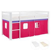 HOCHBETT mit Matratze 90/200 cm Pink - Pink/Weiß, Holz (90/200cm) - Homestyle4u