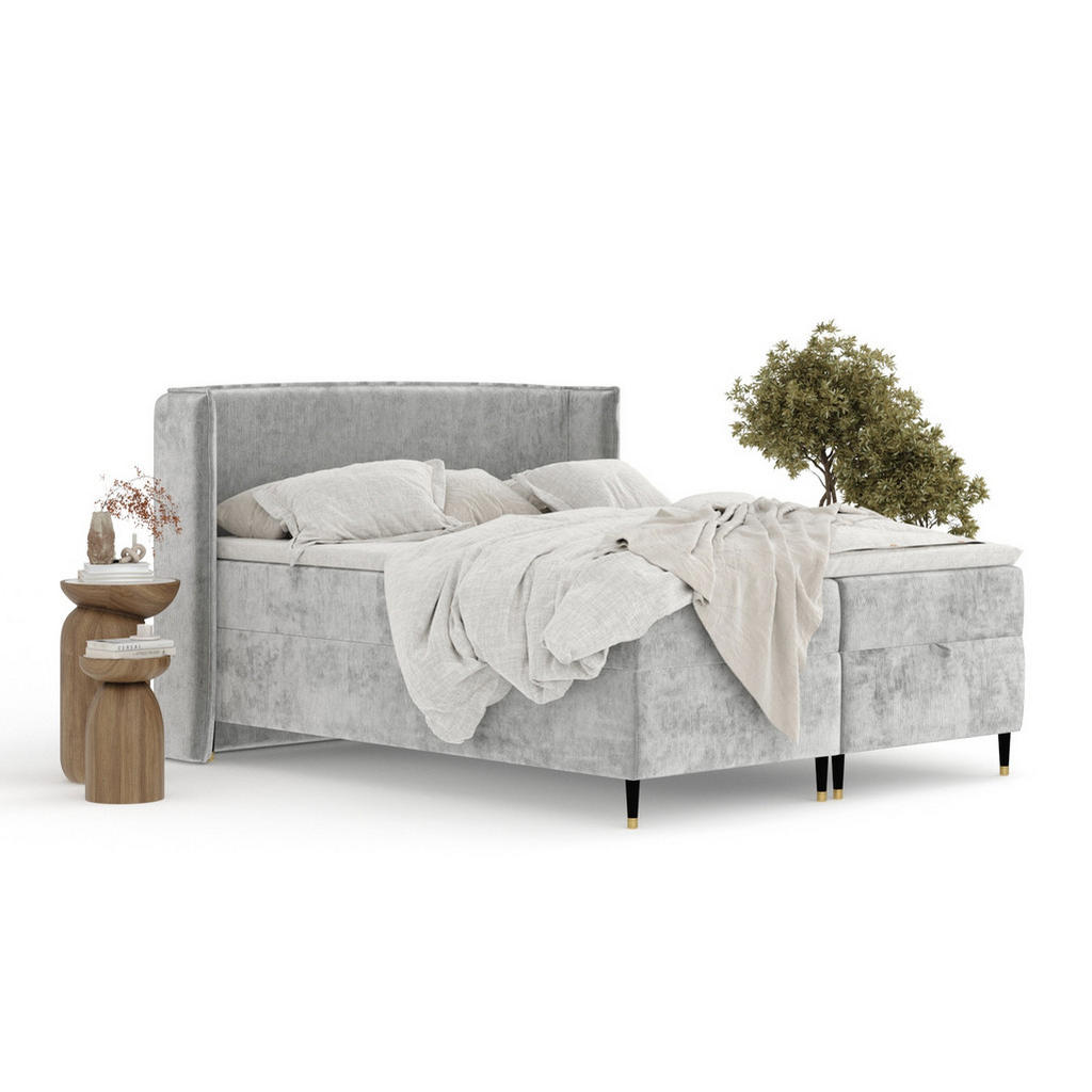 Thumbnail - Maison de Reve Boxbett, Grau, Textil, Buche, Kiefer, H3, Höhe ca. 19 cm, 140x200 cm, Oeko-Tex® Standard 100, FSC 100%, M...