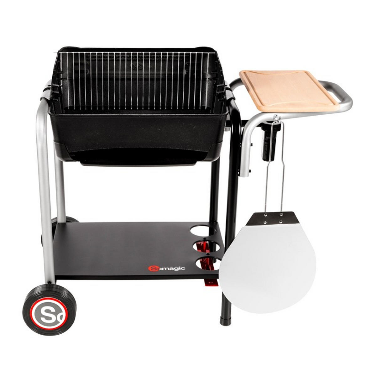 HOLZKOHLEGRILL Roma Schwarz - Schwarz, Metall (57.5/84.5/106.5cm) - Somagic