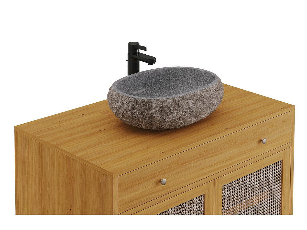 EINZELWASCHTISCH - 90 cm x 55 cm - Holz, Platte - Naturfarben Hell - MANSULAN - Naturfarben, Holz (90/80/55cm) - Vente-Unique