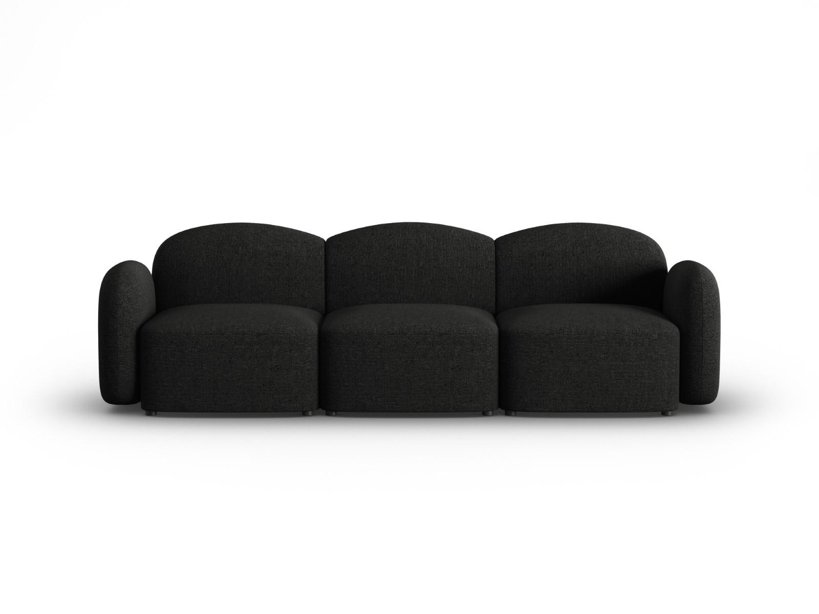 SOFA Blair aus Chenille-Stoff mischung schwarz 3 Sitzplätze - Schwarz, Textil (87/80/272cm) - Micadoni