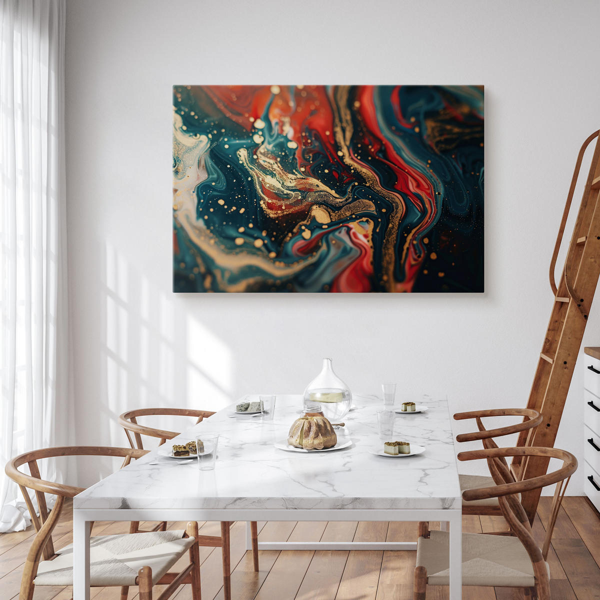 WANDBILD für Büro MARMOR Moderne Abstraktion Glamour Stil 100/70 cm - Schwarz/Grün, Textil (100/70cm) - Muralo