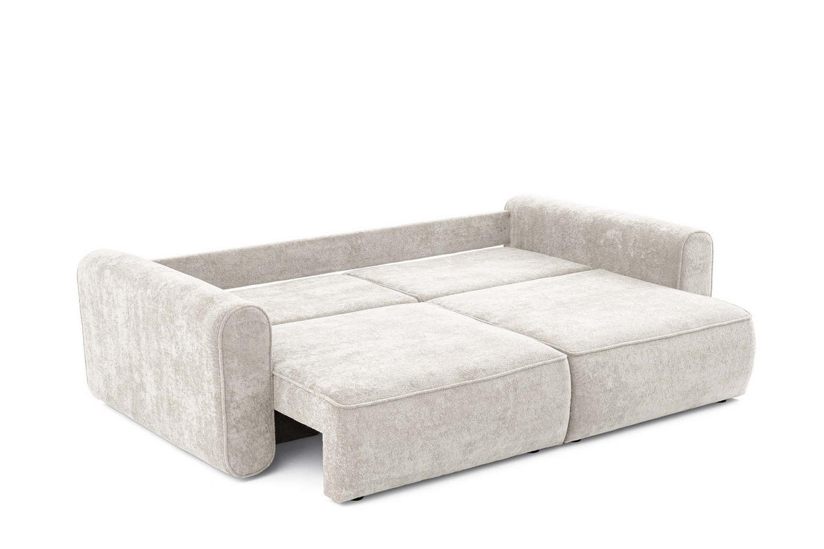 ECKSOFA MOTION mit Schlaffunktion 130x200 Webstoff Beige - Beige/Schwarz, Holz/Textil (250/120cm) - Muffo