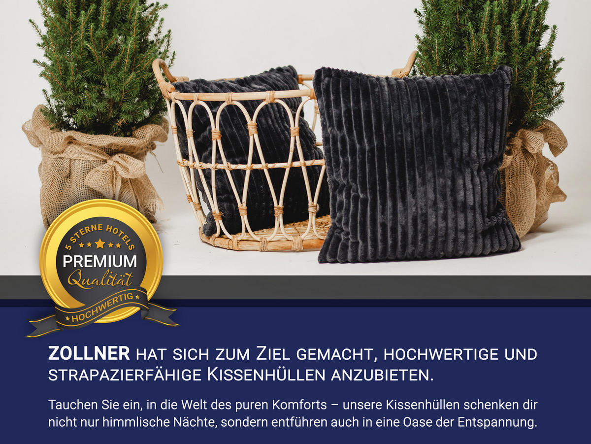 KISSENBEZUG, 2er-Set, 40 x 40 cm, 100% Polyester, Grau - Graphitfarben, Textil (40/40cm) - Zollner
