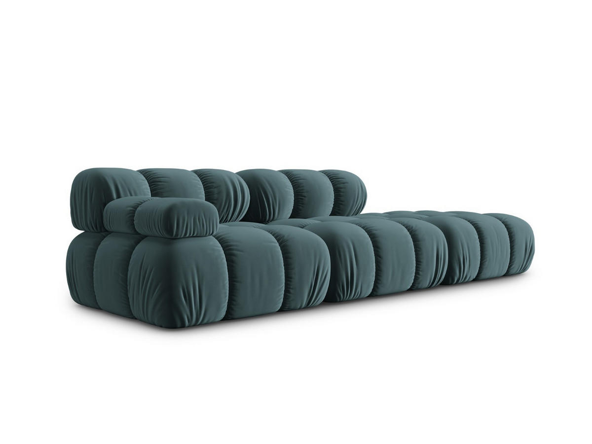 MODULARES-SOFA rechts Bellis aus Samt petrol 4 Sitzplätze - Petrol, Textil (94/63/282cm) - Micadoni