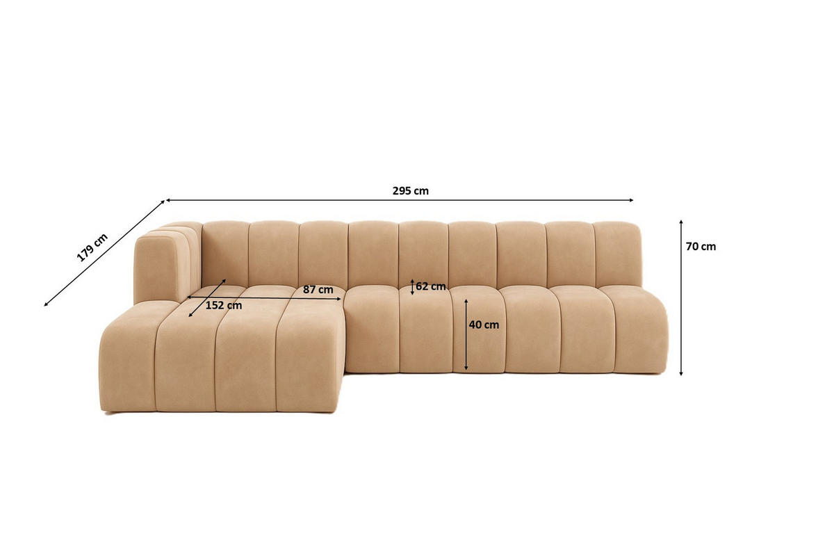 ECKSOFA GRAND L 295 cm, Stoff Salvador, Beige, Links - Beige, Holz (295/179cm) - Kaiser Möbel