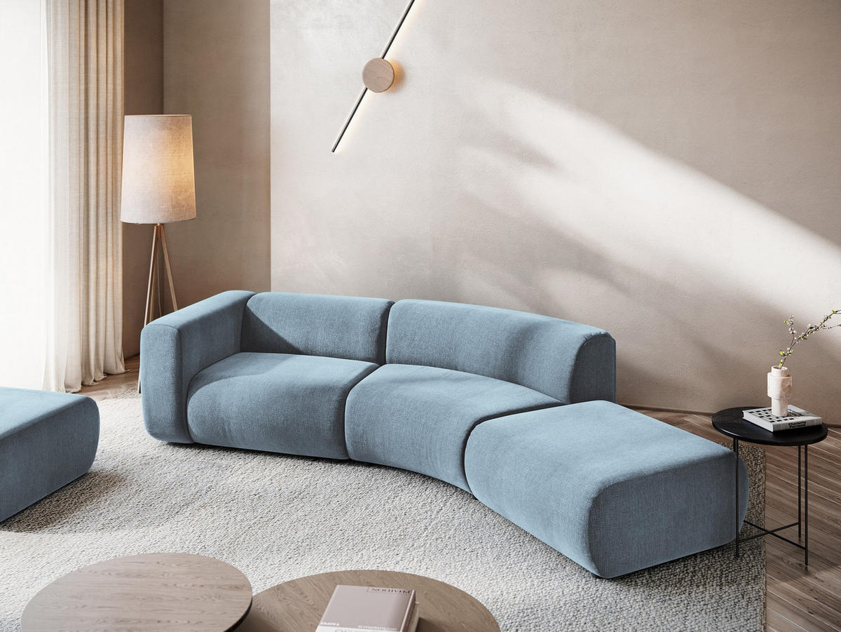 4-SITZER-SOFA Chenille Stoff Blau - Blau/Blaugrau, Kunststoff/Textil (335/70/166cm) - Makamii