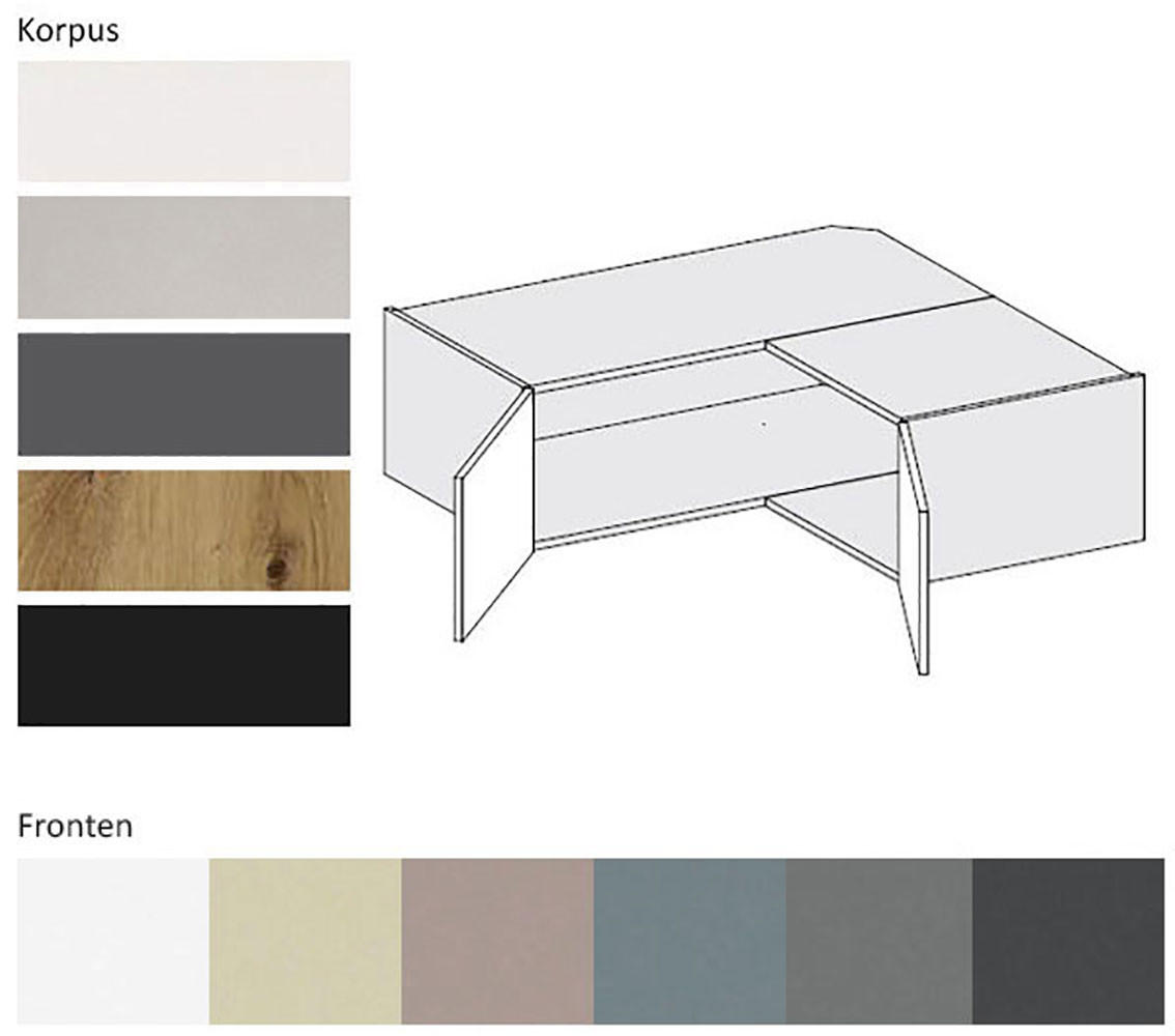 Thumbnail - Feldmann-Wohnen Eckhängeschrank, Grau, Weiß, Holz, 1 Fächer, Rechteckig, 90x36x90 cm, Küchen, Küchenmöbel, Küchenschränk...