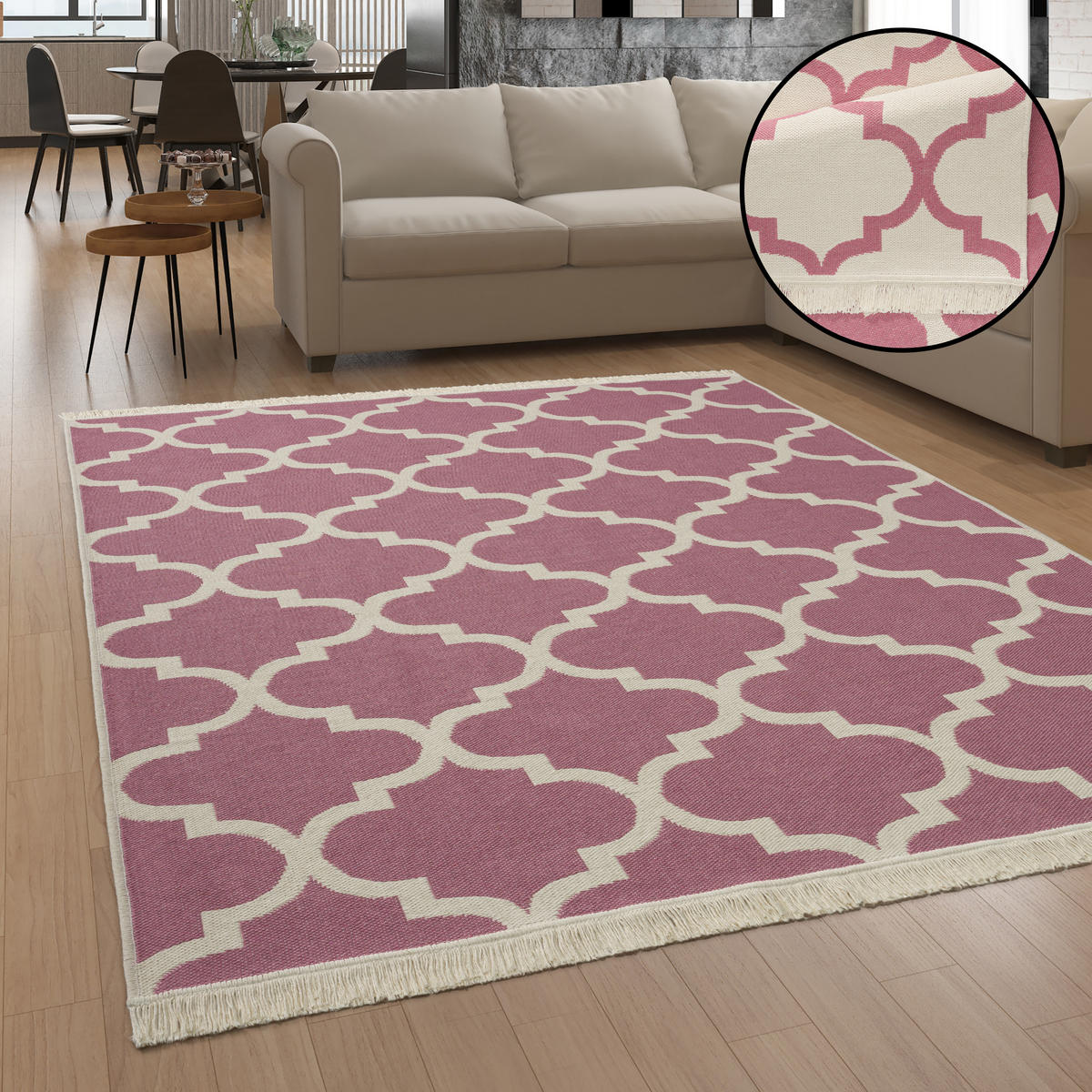 KURZFLORTEPPICH 120/160 cm Skandi 147 - Pink, Textil (120/160cm) - Paco Home