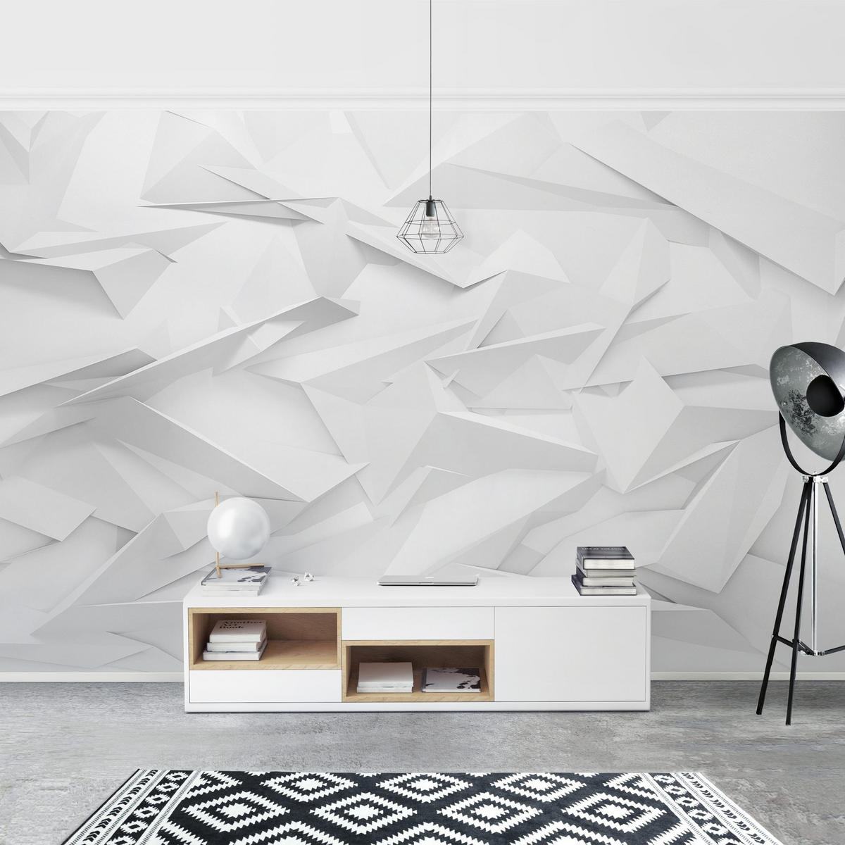 FOTOTAPETE Abstrakte 3D Optik 288/190 cm - Weiß, Papier (288/190cm) - Bilderwelten