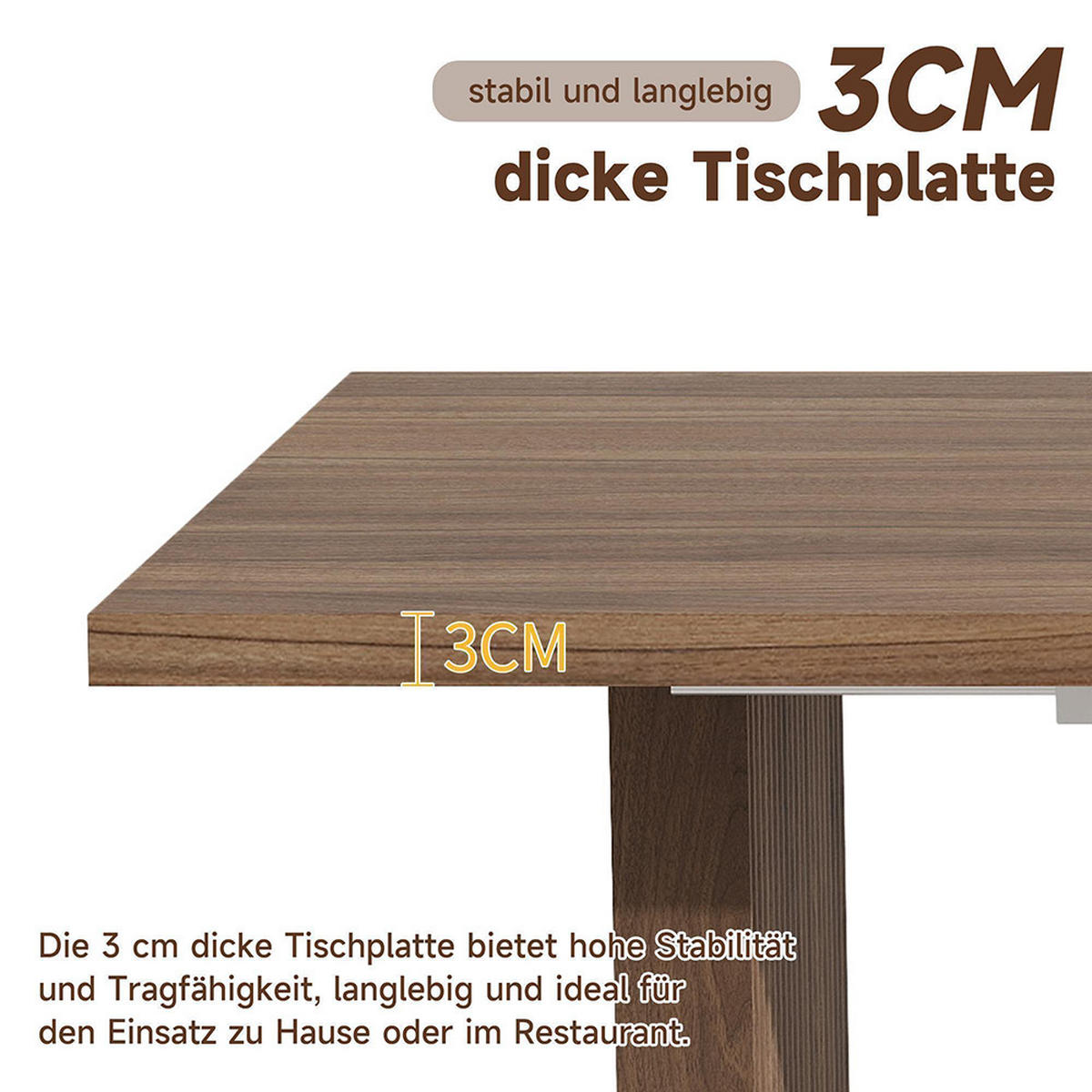 ESSTISCH 140/200 * 90 cm, geeignet für 6–8 Personen, rechteckige Tischplatte, Walnuss - Walnussfarben, Holz (200/90/75cm) - KOMHTOM
