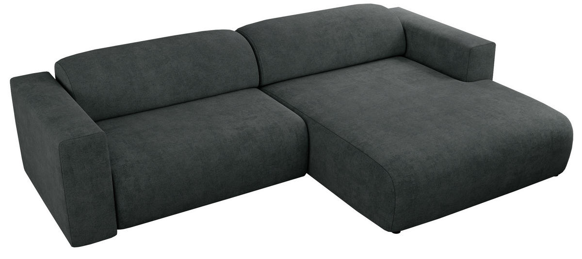ECKSOFA PASADENA Dunkelgrau Struktur - Rechts Seite - Dunkelgrau/Schwarz, Kunststoff/Textil (180/288cm) - MKS