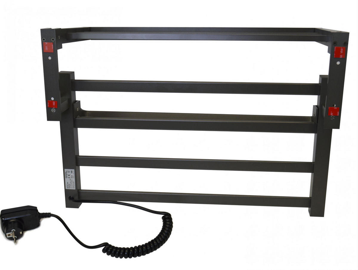 HANDTUCHTROCKNER Grau mit Elektrosystem und Wandhalterung 55 W - Grau, Metall (57/39/27cm) - Purline