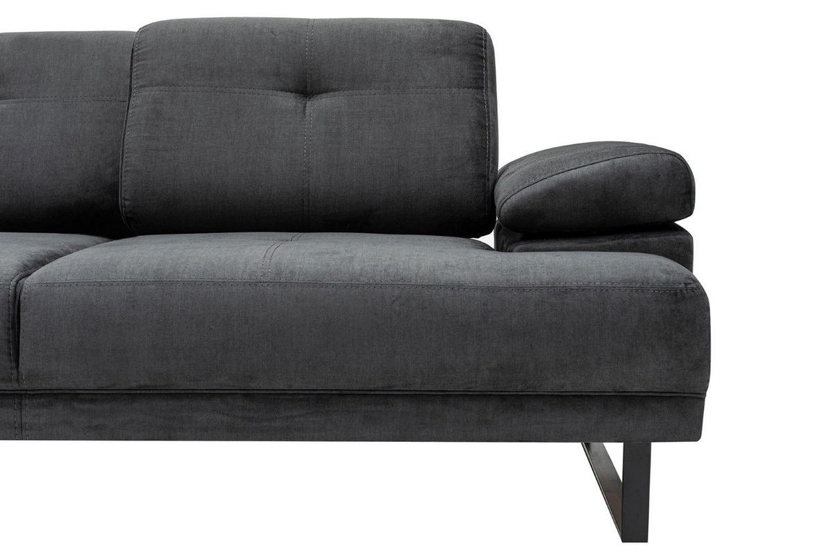 ECKSOFA mit verstellbarer Rückenlehne - Anthrazit/Schwarz, Textil/Metall (314/174cm) - myHomelando
