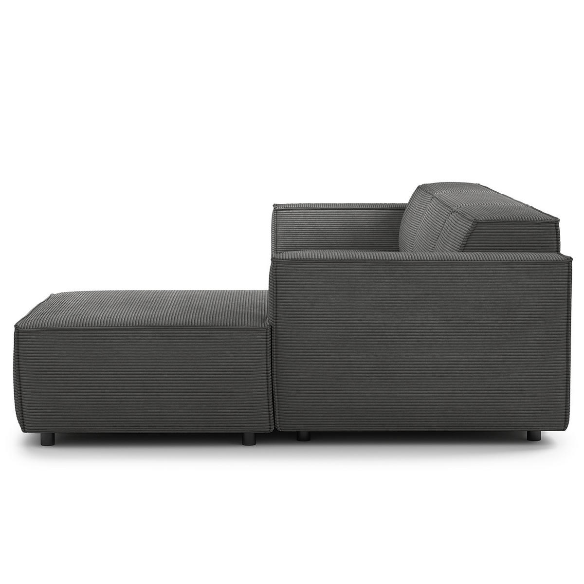ECKSOFA mit Longchair - Anthrazit/Schwarz, Kunststoff/Textil (294/177cm) - home24