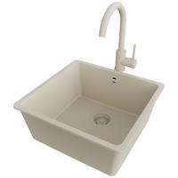 GRANITSPÜLE Venedig Slim Easy, 2-er set Beige 46/44 cm 1 Becken + Küchenarmatur 32/20 cm + Ablauf-Set ab 50er Unterschrank - Beige, Kunststoff (46/20/44cm) - Primagran