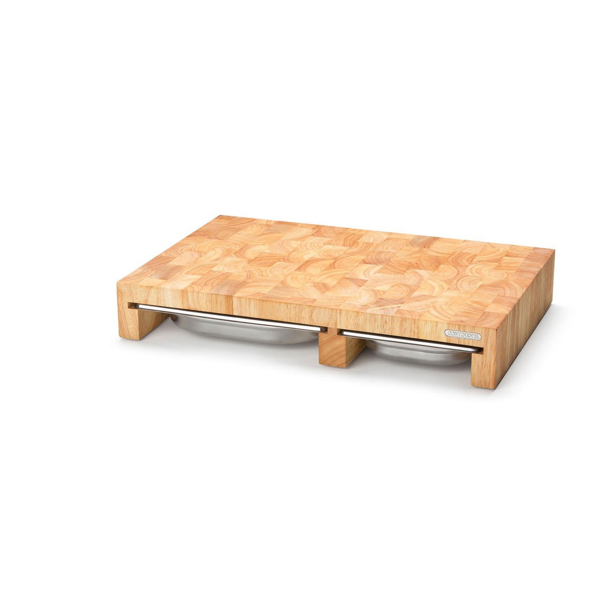 MULTIFUNKTIONSBRETT mit 3 Edelstahl-Schubladen, 4-tlg., 50 x 32.5 x 8.5 cm - Braun, Holz (32.5/50cm) - Continenta