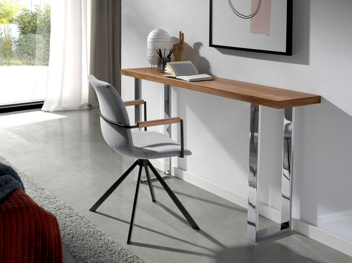 STUHL Drehstuhl aus dunkelgrauem Stoff 50/62/85 cm - Nussbaumfarben/Schwarz, Textil (50/85/62cm) - ANGEL CERDA