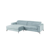ECKSOFA LAISKA Hellblau Cord - Schwarz/Hellblau, Textil/Metall (282/177cm) - KAWOLA