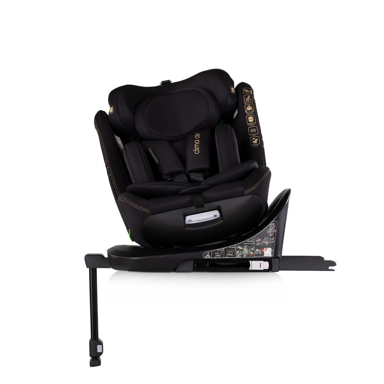 KINDERSITZ Clima Air i-Size schwarz (40-150 cm) Isofix Lüftungs-Heizfunktion - Schwarz, Kunststoff (44/58/54cm) - Chipolino