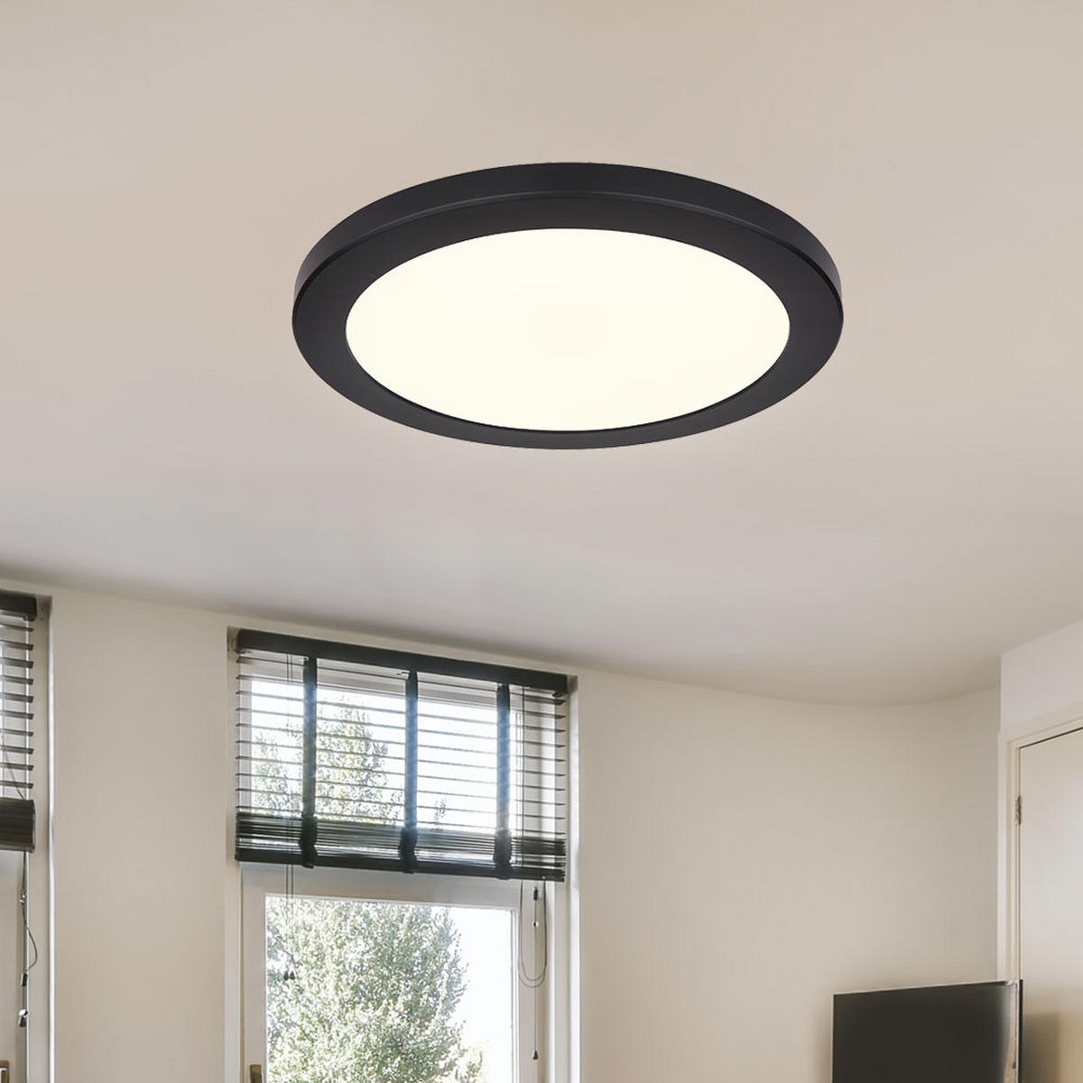 LED DECKENLEUCHTE Kunststoff Schwarz - Schwarz, Kunststoff (29.8/29.8/1.8cm) - Globo Lighting