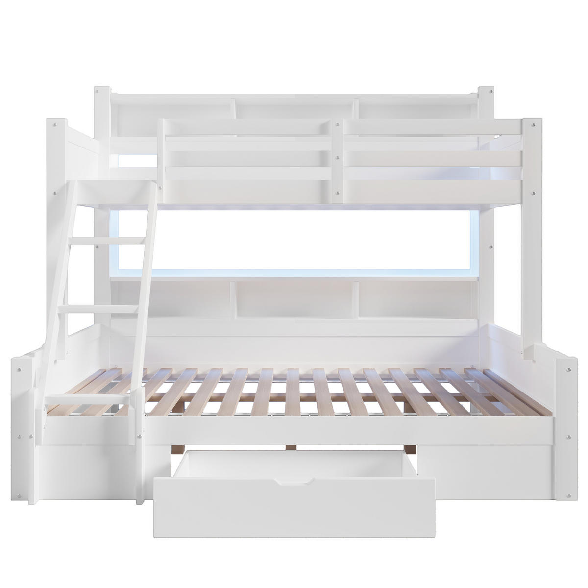 ETAGENBETT Etagenbett mit Schublade Weiß - Weiß, Holz (90/200cm) - ComfortXL