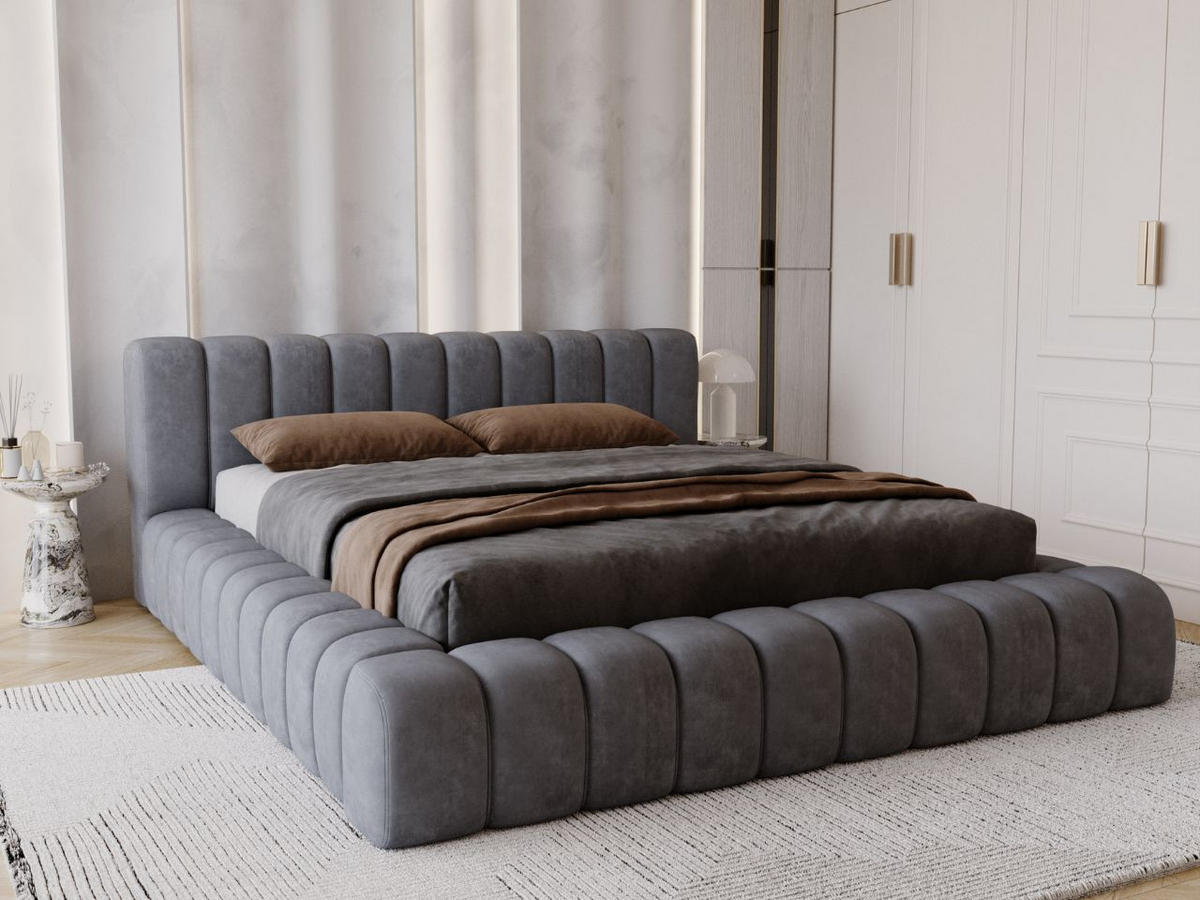 POLSTERBETT Italia 180x200 Dunkelgrau - Dunkelgrau, Textil (180/200cm) - Graingold