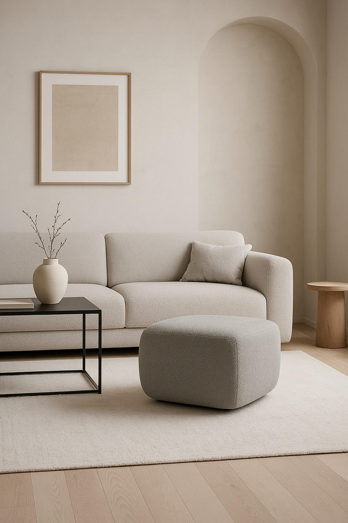 HOCKER Dunkelgrau LIO Bezug Abriamo Auf Schwarzen Niedrigen Beinen - Grau, Textil (75/39/75cm) - Sepro Meble