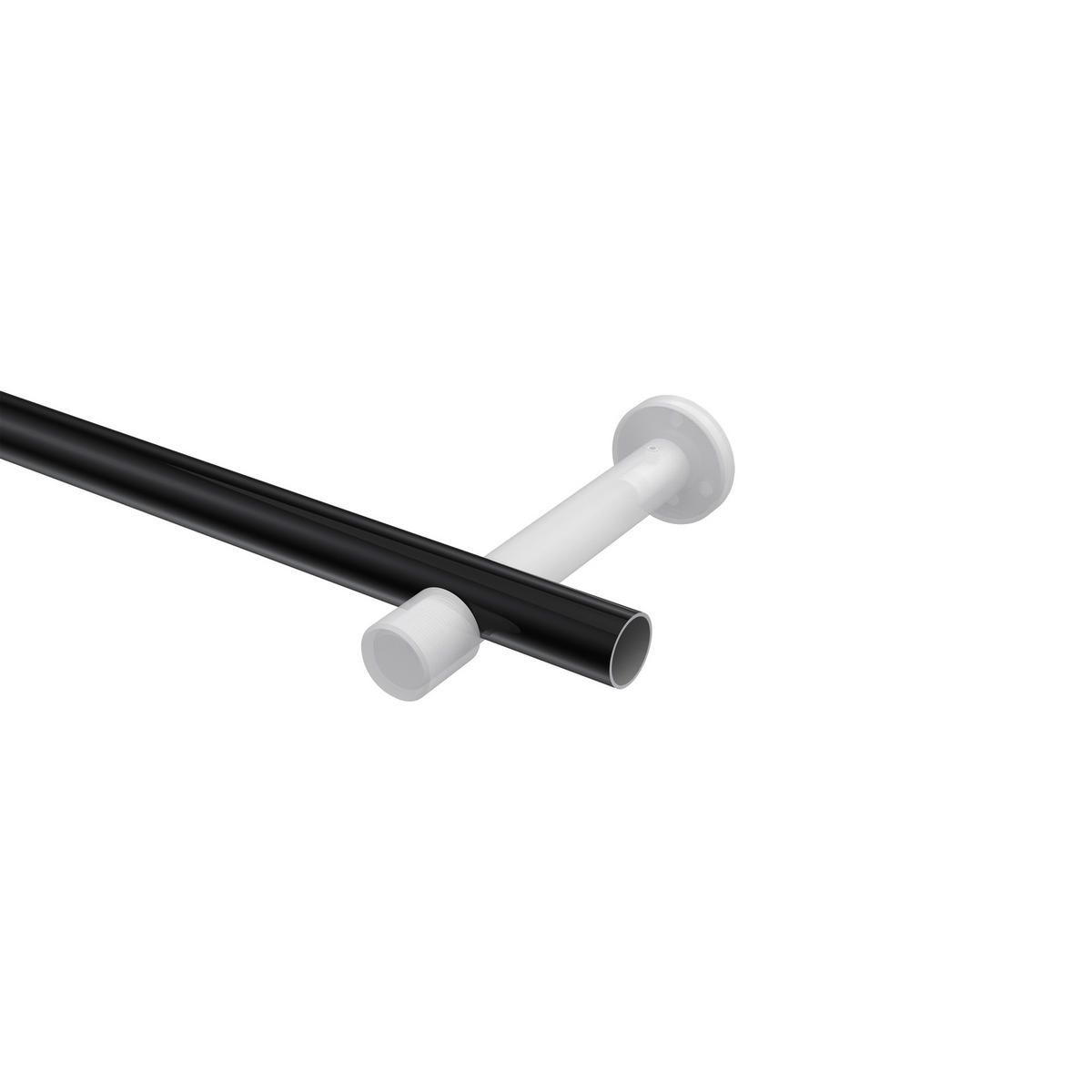 GARDINENSTANGEN-SET Prestige Sitra 260 cm (geteilt in 2 x 130 cm), 1-läufig (ohne Ringe), 20 mm Ø Schwarz - Schwarz, Metall (260cm) - INTERDECO