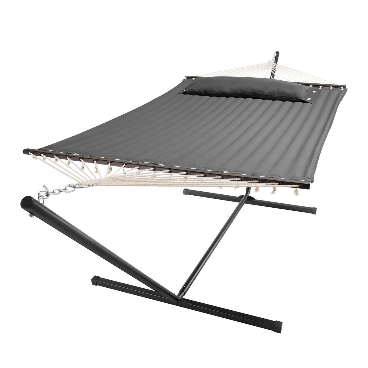 HÄNGEMATTE Cata anthrazit 360x120x115 cm inkl. Kissen - Anthrazit, Textil/Metall (140/115/360cm) - Juskys