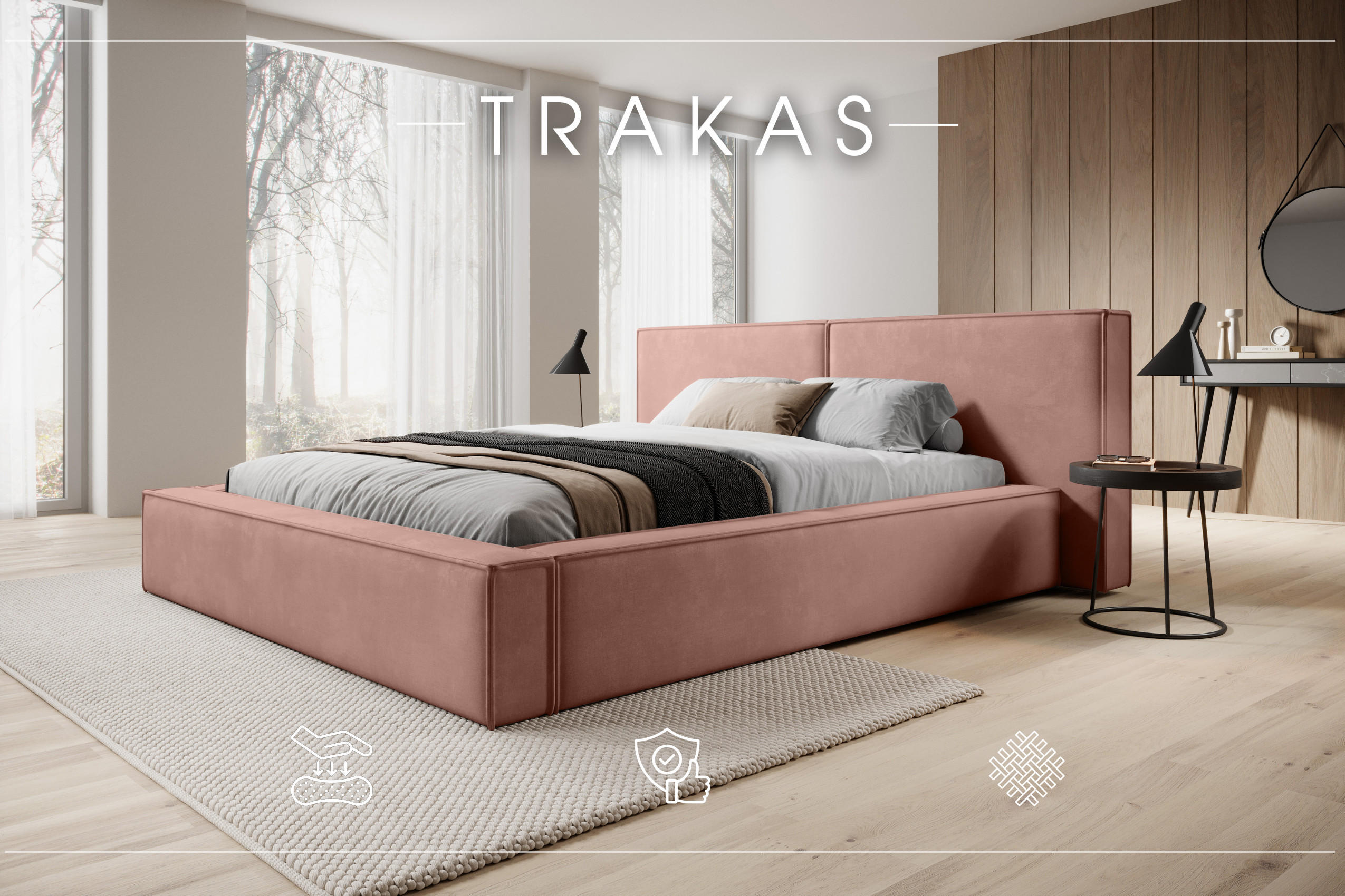 POLSTERBETT mit Bettkasten Trakas 120x200 cm, Rosa - Pink, Textil (120/200cm) - Meblito