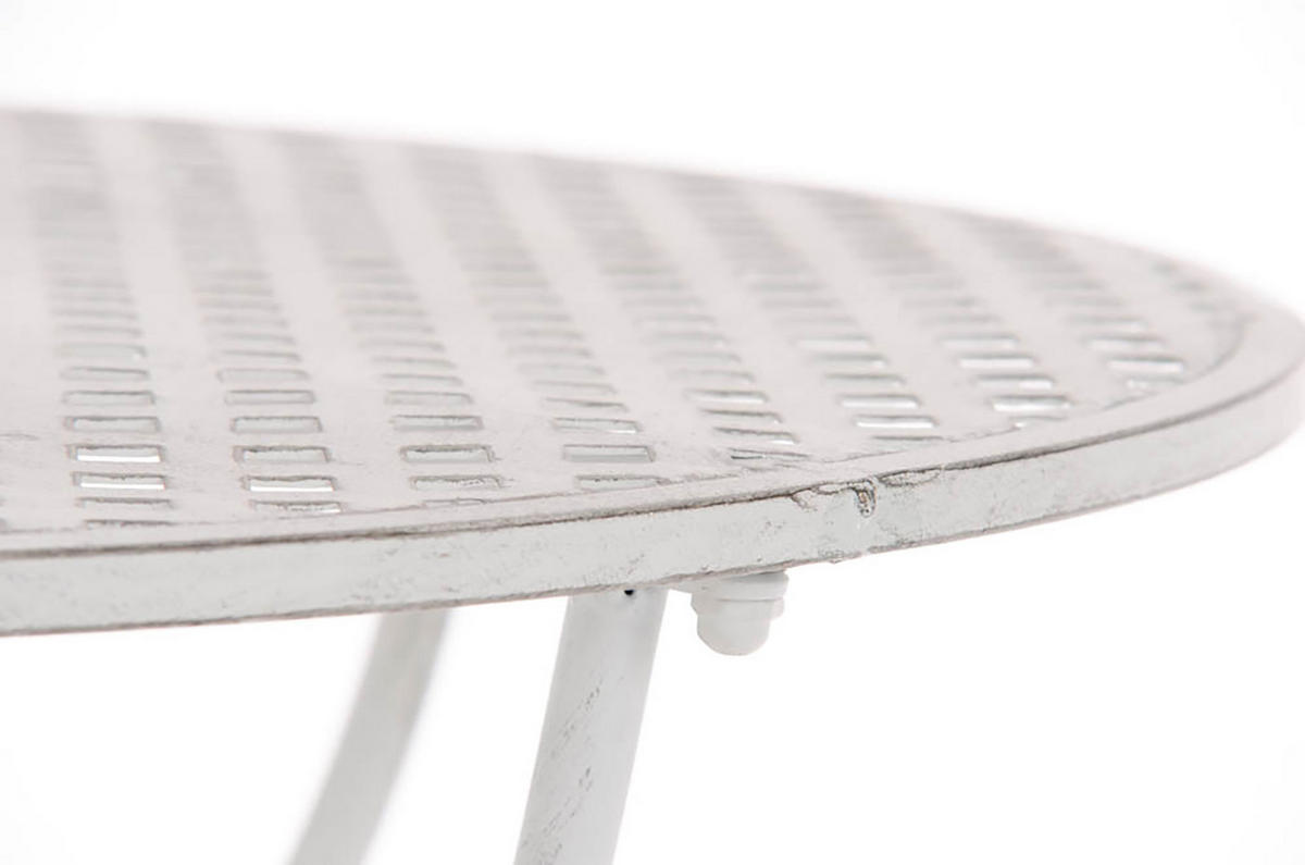 GARTENBEISTELLTISCH rund Ø70 cm Metall antik weiß - Weiß, Metall (70/70/74cm) - CLP