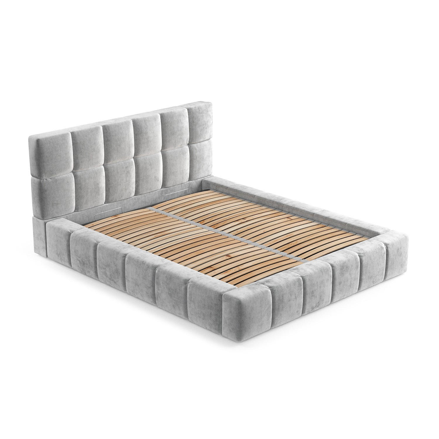 POLSTERBETT Kendal Dos Hellgrau 180/200 cm im Chenille-Stoff - Hellgrau/Schwarz, Holz/Holzwerkstoff (180/200cm) - Maison de Reve
