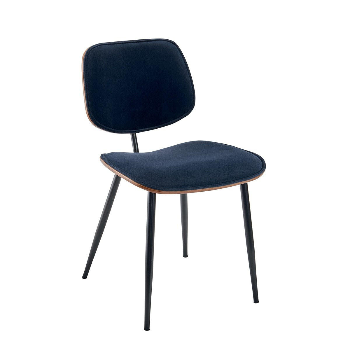 VELOURS-STÜHLE im 2er-Set mit Holz-Finish - Olympia - Blau, Holz (76.5/76.5/46cm) - Signature