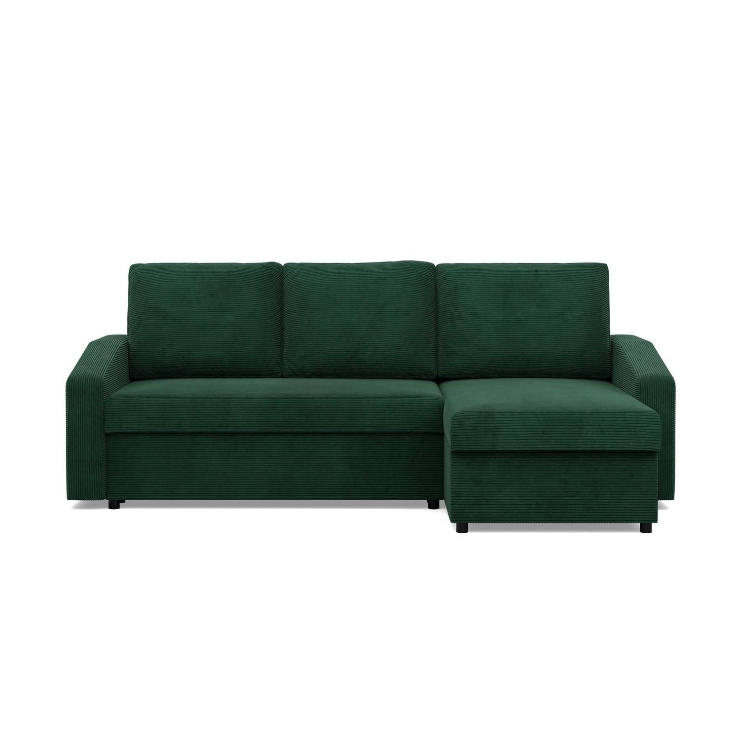 ECKSOFA MIT SCHLAFFUNKTION NEO, Cord - Dunkelgrün - Grün, Textil (231/140cm) - Mebligo