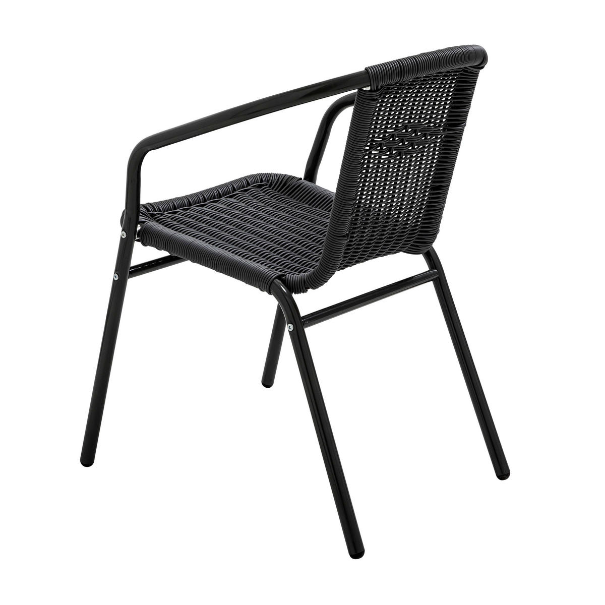 TERRASSENSTUHL, Schwarz - Schwarz, Holz (51/72/60cm) - Oviala