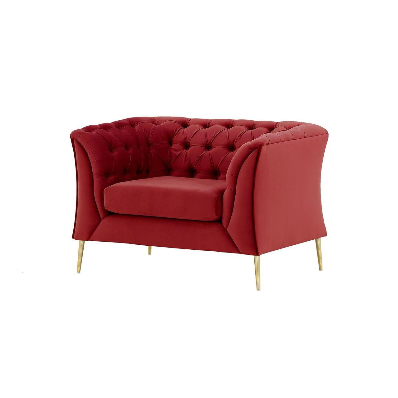 SESSEL Chesterfield Modern-Velluto 7 - Rot, Holz/Textil (106/74/80cm)