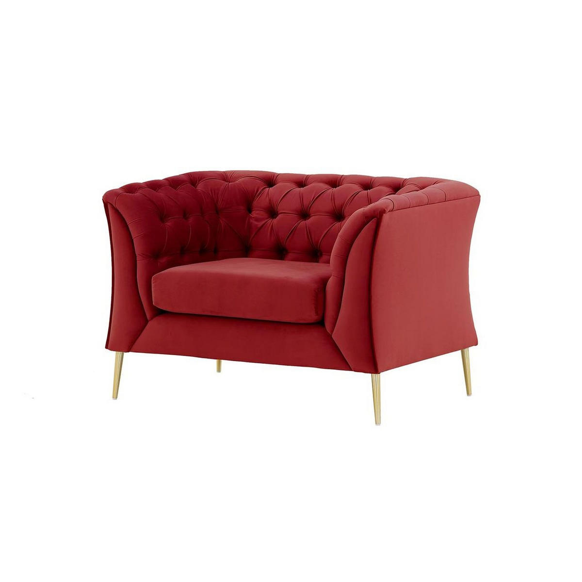 SESSEL Chesterfield Modern-Velluto 7 - Rot, Holz/Textil (106/74/80cm)